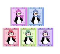 Christmas Penguin Embellishments Card Making Craft Toppers Crafting, Square x 5