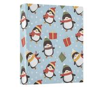 Christmas Penguin Gifts Snowflake Pattern 3 Ring Binder 1.5 Inch Round Ring Binder View Binder Holds 200 Documents for Home School Office Use