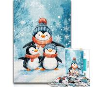 Christmas Penguin Jigsaw Puzzles for Adults Teenagers Jigsaws Puzzle,Learning Educational Toys Family Games with Matching Poster And Trivia Sheet (38x26cm)