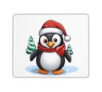 Christmas Penguin Mouse Pad with Stitched Edge, Personalized Premium-Textured Computer Mouse Mat with Non-Slip Rubber Base, Waterproof Gaming Mousepad for Laptop, Office Home 8.3 x 10.3 in