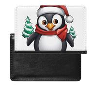 Christmas Penguin Passport Holder Cover Passport Cover Protector Essentials with Credit Card Slots Slim Travel Wallet Covers Documents Organizer Protector for Man&Women