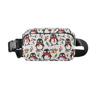 Christmas Penguin Pattern Holly Fashionable Fanny Pack Waist Bag for Women Men Waterproof Crossbody Bag Anti Theft Waist Pack with Adjustable Strap for Travel Shopping Running, Christmas penguin