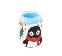 Christmas Penguin Pattern Holly Portable Pet Foot Washer with Soft Silicone Brush Pets Cleaning Kit for Small Medium Dogs & Cat Breeds