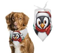 Christmas Penguin Pet Scarf Print Pet Triangle Bibs Scarf Dog Bandanas Cat Birthday Cute Soft Puppy Scarfs Washable Daily Handkerchief for Small Medium and Large Dogs