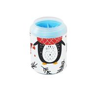 Christmas Penguin Present Pattern Portable Pet Foot Cleaner Soft Silicone Bristles Essential For All Pets Owners for Small Medium Large Breed Dogs/Cats