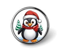 Christmas Penguin Round Button Pin 1 Inch Metal Brooch Lightweight Lapel Badge with Smooth Edges Fade-Resistan Decorative Pin for Daily Outfits Backpacks Jackets And Gifts