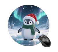 Christmas Penguin Round Mouse Pad, Cute Non-Slip Rubber Base Desk Mat, Funny Small Mousepad for Office & Gaming, Decorative Computer Accessories for Home Office Desk 7.8 Inch