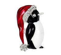 Christmas Penguin Themed Brooch with Shiny Rhinestones & Crystals - Holiday Party Celebration Pin, Must-Have Christmas Accessory for Festive Outfits