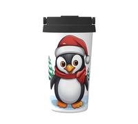 Christmas Penguin Tumbler with Lid and Handle 500ML Stainless Steel Car Cup for Hot and Cold Drinks, Double Wall Insulated Travel Coffee Mug Reusable Drink Thermos Cups Birthday Gifts
