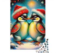 Christmas Penguins 1000 Pieces Jigsaw Puzzles For Adults Educational Games Stress Relieving Entertainment Cultivate The Spirit of Teamwork for Men, Women, Elders, Seniors 300pcs (40x28cm)