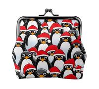 Christmas Penguins print Cute Buckle Coin Purses Vintage Pouch Kiss lock Change Purse Wallets for Women Fashion, Black, One Size, Vintage