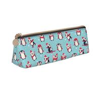 Christmas Penguins Triangle Leather Case Multi Functional Cosmetic Bag Portable Makeup and Stationery Storage Bag , White, One Size, Lightweight, White, One Size, Lightweight