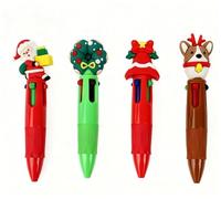 Christmas Pens Bulk, Multicolor 4 in 1 Christmas Pen, Mini Xmas Tree Wreath Stocking Ballpoint-Pen, Stocking Stuffers Cute Winter Pen Bulk for Students, Classmates, Colleagues, Families, 4Pcs 4Style
