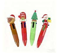 Christmas Pens Bulk, Multicolor 4 in 1 Christmas Pen, Mini Xmas Tree Wreath Stocking Ballpoint-Pen, Stocking Stuffers Cute Winter Pen Bulk for Students, Classmates, Colleagues, Families, 4Pcs 4Style