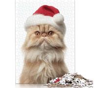 Christmas Persian Cat Portrait Puzzle Family Fun Paper Rectangular Jigsaw Puzzle for Boy Or Girl Children's Day Gifts 1000pcs (38x26cm)