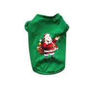 Christmas Pet Cartoon Print Jumper T-Shirt Cute Spring Cartoon Print Dog Shirts Soft Pet Christmas Puppy Clothing Equipment 4 Sizes Dog Winter Jackets (Green, S)