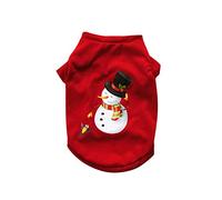 Christmas Pet Cartoon Print Jumper T-Shirt Cute Spring Cartoon Print Dog Shirts Soft Pet Christmas Puppy Clothing Equipment 4 Sizes Dog Winter Jackets (Red, M)