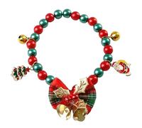 Christmas Pet Collar - Holiday Cat Dog Necklace with Bow and Bell | Festive Collar with Santa Tree Snowman Snowflake Elk Pendant for Small Pets, Winter Holiday Outfit, 8.66in