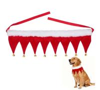 Christmas PET Collar with Bells Adjustable Cotton Polyester for Cats | Lightweight Plush Neckline, Gentle on Fur, Holiday Family Photos and Costume Events for Medium Dogs