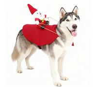 Christmas Pet Costume, Funny Pet Party Cosplay Apparel, Red Felt Holiday Dress Up Outfit with Hook-and-Loop Fasteners, Cute Santa Claus Riding Costume for Small Medium Large Dogs Cats (XL)