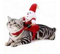 Christmas Pet Costume, Funny Pet Party Cosplay Apparel, Red Felt Holiday Dress Up Outfit with Hook-and-Loop Fasteners, Cute Santa Claus Riding Costume for Small Medium Large Dogs Cats (M)