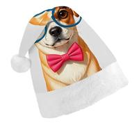 Christmas Pet Dog with Glasses Santa Hat Stretchable Xmas Hat Festive Holiday Party Supply for Caroling New Year Cosplay