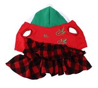 Christmas Pet Dress for Dogs & Cats | Warm & Airy Checkered Net Shirt | Holiday Costume for Festive Occasions/Seasonal Celebrations/Christmas | Small & Medium Size | Machine (S)