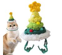 Christmas Pet Hat, Christmas Tree Shape Winter Hats For Dogs, Handmade Wool Knitting Pentagram Charm Puppy Headgear For Kitten