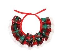 Christmas Pet Lattice Print Saliva Towel With Small Bells Collar Lovely Dogs Colorful Collars For Small Scarf Cats Bandana Collar