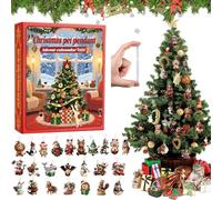 Christmas Pet Pendant Advent Calendar 2025,2025 Pet Advent Calendar with 24 Christmas Ornaments,24 Hand-Painted 2D Acrylic P-et Pendants,Hand-Painted Animal for Dog Lovers & Cat Lovers