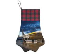 Christmas Pet Pow Airplane In The Evening Light Socking, Christmas Decorative Socks, Puppy Holiday Socks, Fashionable Cute Decorative Socks
