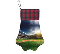 Christmas Pet Pow Green Baseball Field Backdrop Socking, Christmas Decorative Socks, Puppy Holiday Socks, Fashionable Cute Decorative Socks