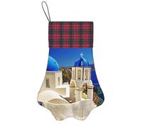 Christmas Pet Pow Santorini Greek Island Sea View Socking, Christmas Decorative Socks, Puppy Holiday Socks, Fashionable Cute Decorative Socks