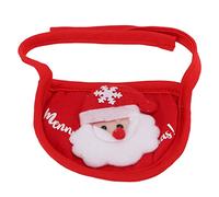 Christmas Pet Saliva Towel Soft Thick Polyester Adjustable Strap Cute Elk Hat Design for Small Dogs Cats Holiday Party Accessories (Red saliva napkin)