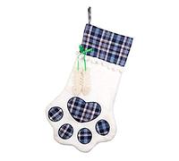 Christmas Pet Stocking Hanging Christmas Stocking with Large Paw for Christmas Decorations (Blue)