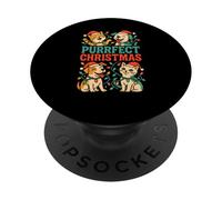 Christmas Pets Purrfect Christmas Cute Womens Animal Lover PopSockets Adhesive PopGrip
