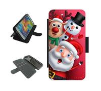 Christmas phone case wallet Santa Clause Rudolph Snowman For Apple iPhone / For Samsung Galaxy / For Google Pixel Silicone rubber holder flip case, PU leather back panel, card slots. protective cover