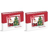 Christmas Photo Album 20 x 16 cm with 30 White Sheets (60 Pages) in Thick and Durable Cardboard Intervaled with Pergamin Printed Paper Cover (Pack of 2)