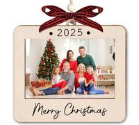 Christmas Photo Frame Ornament 2025,Wooden Landscape picture Frame Decoration,Personalized Frame Christmas Keepsake Tree Decoration,Merry Christmas Ornaments with Picture Insert for Family,Friends