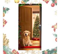Christmas Photography Backdrops,7x3ft Dog Santa Claus Tapestry | Fabric Background - for Family Picture, Wedding, New Year, Winter Holiday, Outdoor