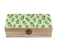 Christmas Pickles Wooden Decorative Boxes with Hinged Lid Small Storage Treasure Box for Keepsake Jewelry