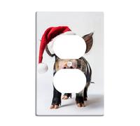 Christmas Pig Light Switch Cover Plate/Outlet Covers, Cute Black White Animal Design for Holiday Decor, Thermoplastic Wall Plates, Standard Size Single Duplex Outlet