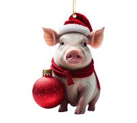 Christmas Pig Ornament - Funny Acrylic 2D Piggy Tree Decoration | Pendant for Christmas Trees, Vehicles, Branches, and Christmas Decorations