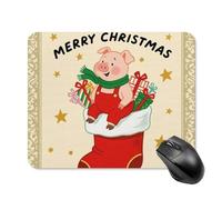 Christmas Pig Print Square Mouse Pads Non-Slip Rubber Base Mouse Mat Cute Mousepad Funny Computer Desk Accessories for Office Home Gaming Work 20 * 25cm