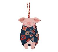 Christmas Pigs In Blankets Christmas Wooden Piglets Holiday Decorations Festive Tree Ornaments Seasonal Home Joyful Animal Figurines (Blue, 9. 5X6cm)