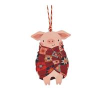 Christmas Pigs In Blankets Christmas Wooden Piglets Holiday Decorations Festive Tree Ornaments Seasonal Home Joyful Animal Figurines (Red, 9. 5X6cm)