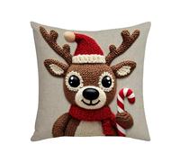 Christmas Pillow Cases - 18x18in Linen Reindeer Pillow Case, Rustic Elk Throw Pillow Cover, Farmhouse Festive Decor | Cozy Winter Sofa Bed Living Room Sofa Indoor Outdoor Holiday Living Accesso
