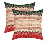 Christmas Pillow Cases Cushion Covers 40x40cm Set of 2 Soft Xmas Christmas Elk Throw Pillow Covers Christmas Snowflake Stripes Lines Decorative Throw PillowCases Happy New Year Cushion Cases