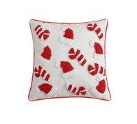 Christmas pillow cover,Pillow Protectors 2024 Christmas Candy Cane And Santa Hat Pillow Covers Throw Pillow Soft Embroidery Knitting Wool Couch Cushion (Style B)