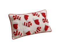 Christmas pillow cover,Pillow Protectors 2024 Christmas Candy Cane And Santa Hat Pillow Covers Throw Pillow Soft Embroidery Knitting Wool Couch Cushion (Style A)